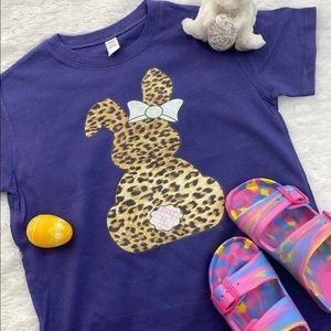 Kids Leopard Bunny Purple Tshirt